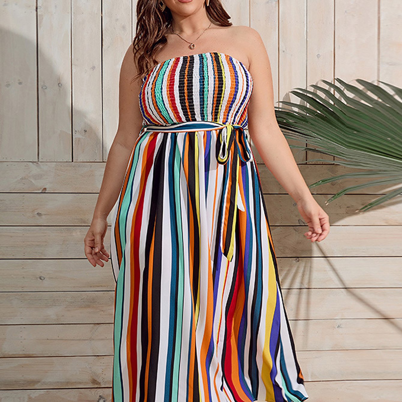 Vacay Tube Dress Women's Plus Colorful Stripe