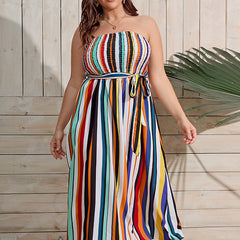 Vacay Tube Dress Women's Plus Colorful Stripe