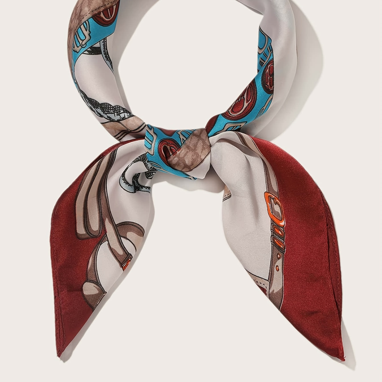 Chain Pattern Scarf Lightweight Silk Neck Scarfs Vintage Hair Wrap