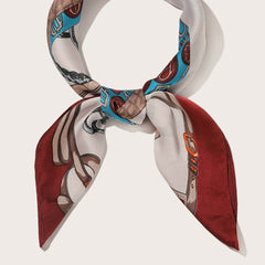 Chain Pattern Scarf Lightweight Silk Neck Scarfs Vintage Hair Wrap