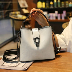 Leather Crossbody Bag Women's Street Handbag Vintage Bucket Purse