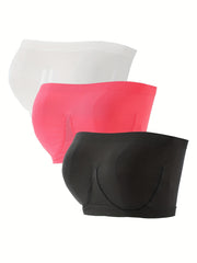 3pcs Seamless Bandeau Bras Stretch Strapless Bra Women's Lingerie