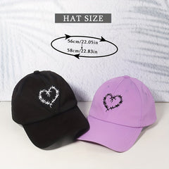 Couple Baseball Cap Heart Printed Solid Dad Hats For Women & Men