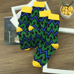 Men's Cartoon Striped Crew Socks - 2 Pairs