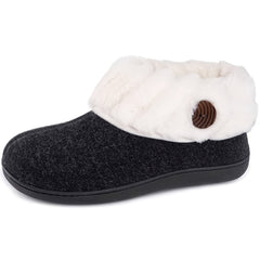 Women's Fleece Liner Fuzzy Slippers Solid Comfort Shoes