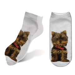 6 Pairs Dog Print Low Cut Ankle Socks Women's Stockings