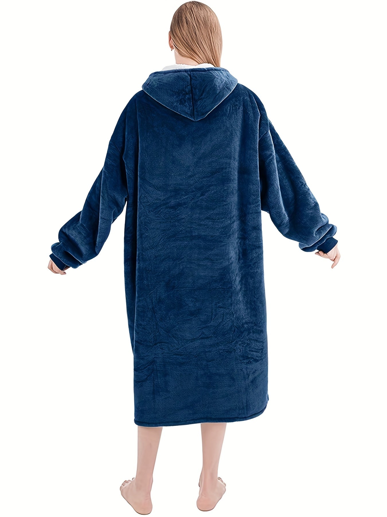 Plush Hooded Night Robe Warm & Soft Long Sleeve Lounge Robe Women's Sleepwear