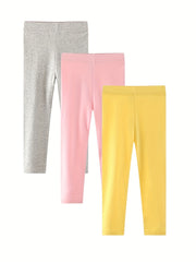 3pcs Toddler Girls Leggings Casual Cotton Elastic Waist Pants