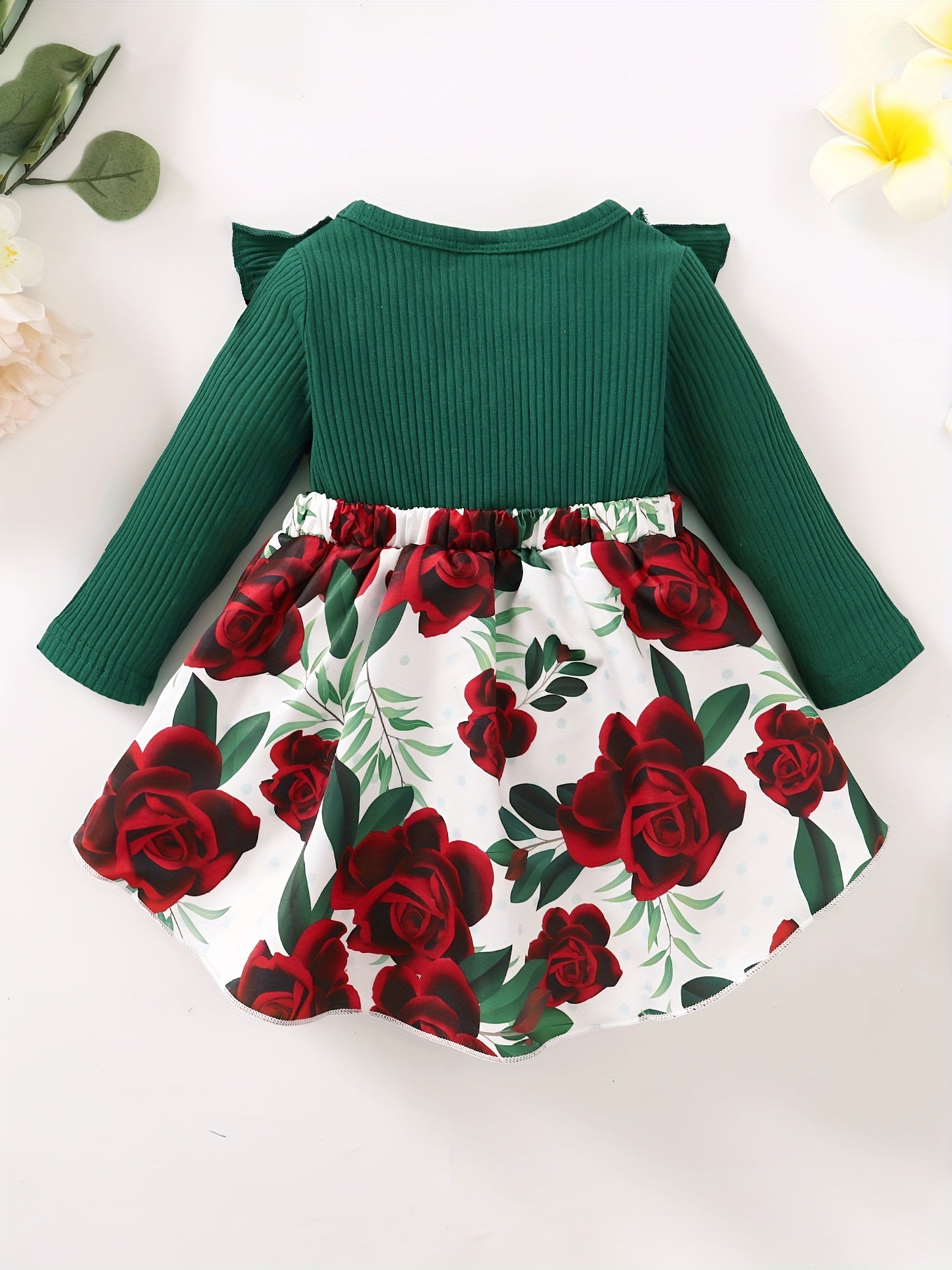 Baby Girls Ruched Long Sleeve Bodysuit Floral Skirt