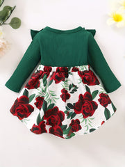 Baby Girls Ruched Long Sleeve Bodysuit Floral Skirt