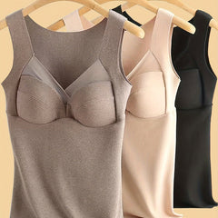 3pcs Mesh Thermal Tops Sleeveless V Neck Top Women's Lingerie