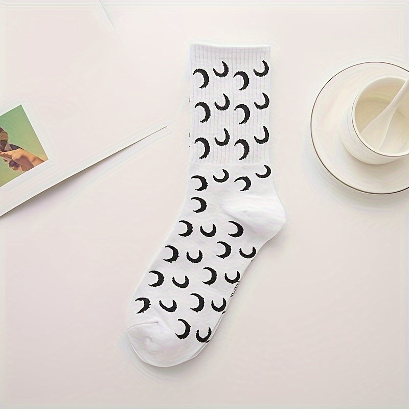 Moon Print Mid Tube Socks Women's Stockings
