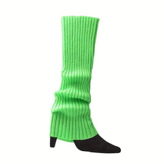 6 Pairs Rib Knit Leg Warmers Knee High Socks Women's Stockings