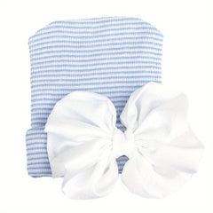 Newborn Baby Knitted Hat with Pink Bow for Baby Shower
