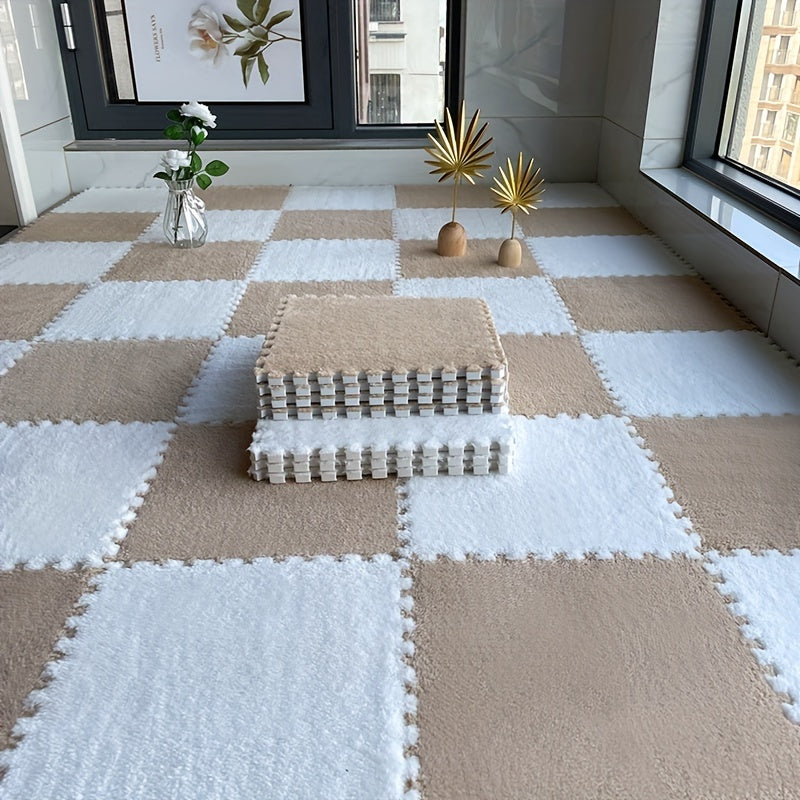 12pcs Plush Puzzle Foam Floor Mat for Bay Window Comfort