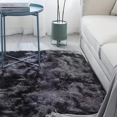 Dark Grey Tie Dye Shaggy Rug Soft Fluffy Carpet Non Slip Washable