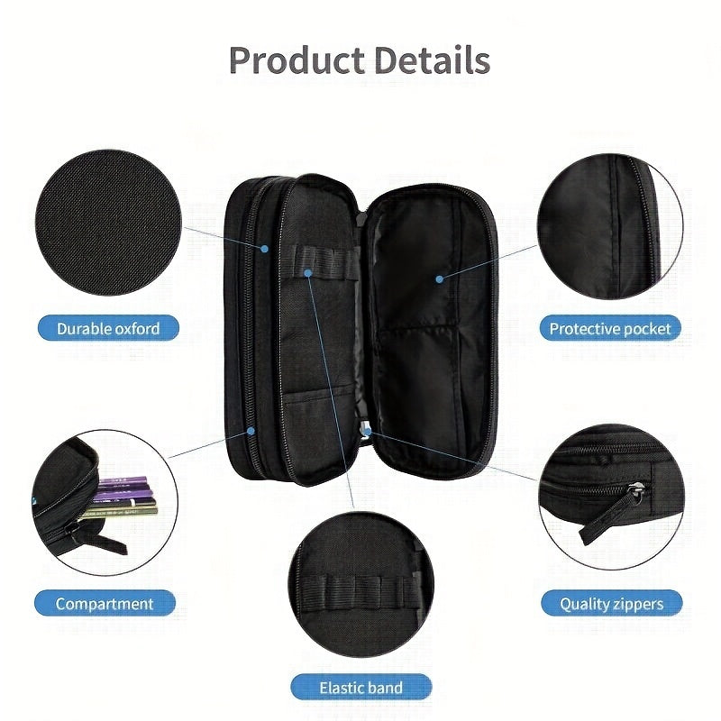 Cartoon Printed Double Layer Pen Bag Zippered Large Capacity Storage