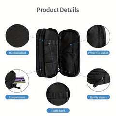 Cartoon Printed Double Layer Pen Bag Zippered Large Capacity Storage