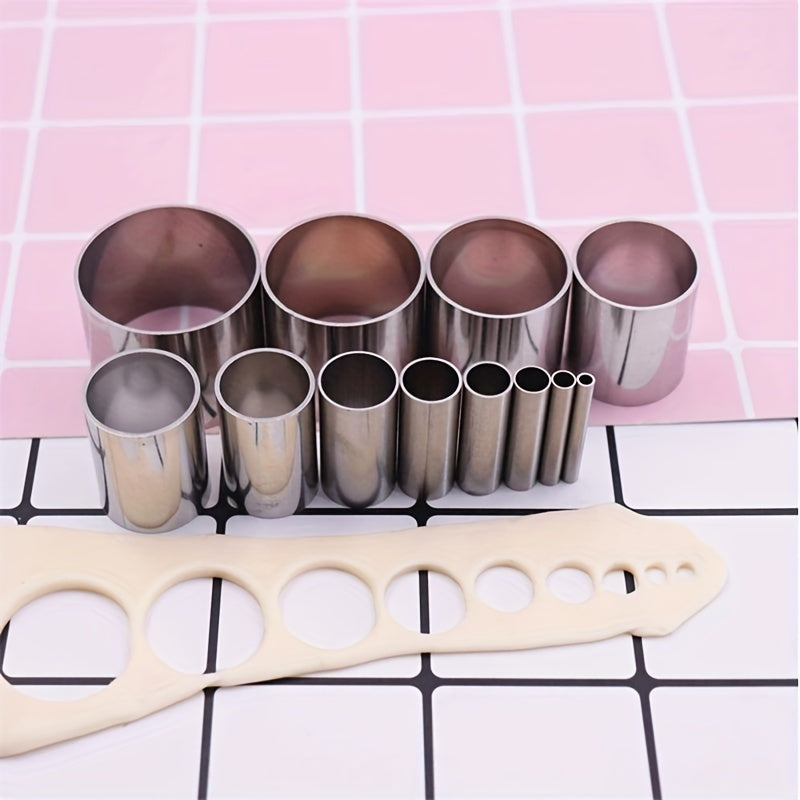 12 PCS Mini Circle Die Cutting Set Stainless Steel Clay Cutter Crafts
