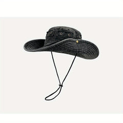 Vintage Washed Cowboy Fisherman Hat Summer Outdoor Big Brim Sun Protection Hat