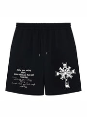 Men's Casual Sports Loose GOOD INTENTIONS Graphic Pocket Elastic Waist Drawstrin