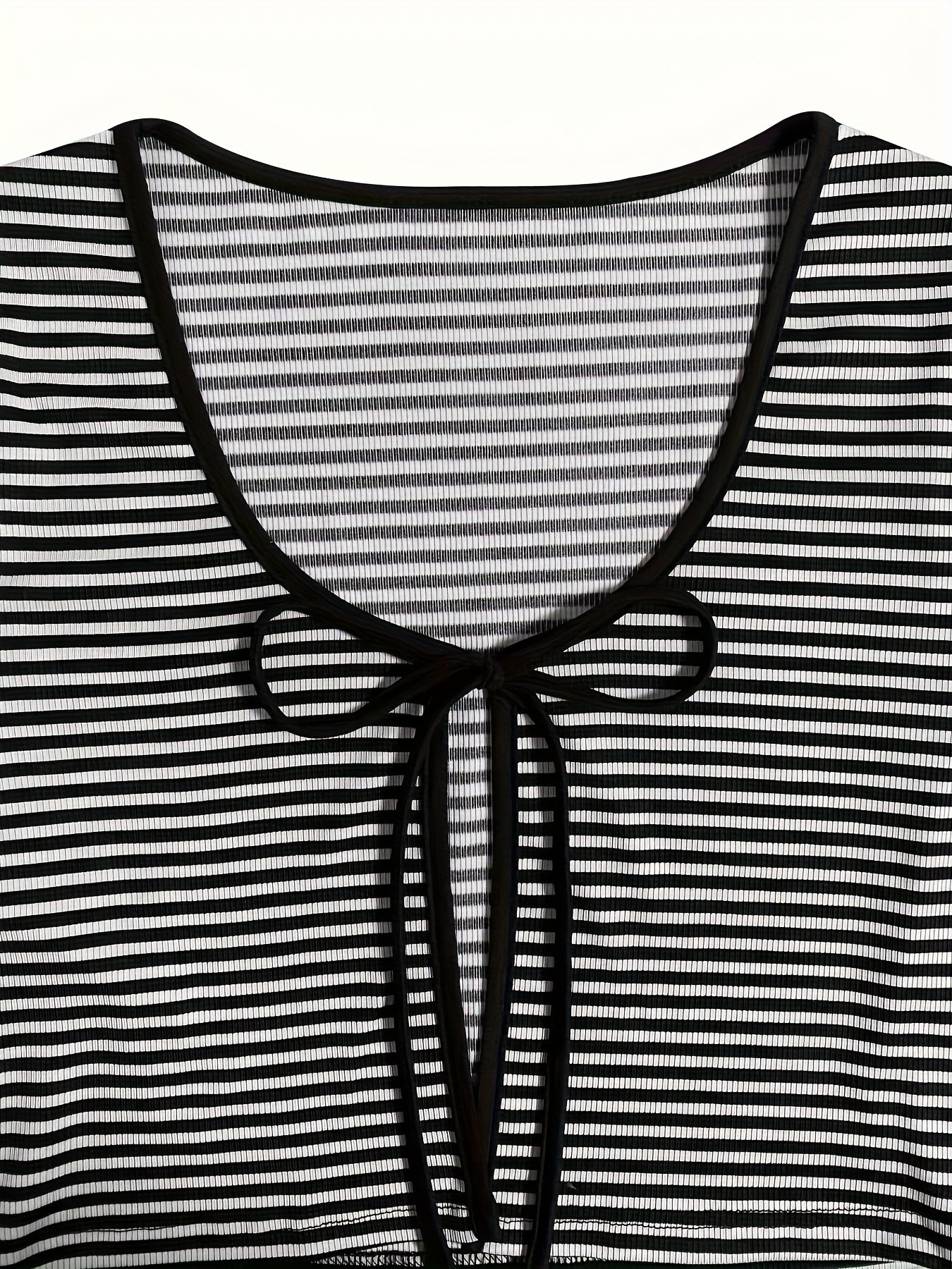Striped Print Pajamas Set V Neck Top & Shorts