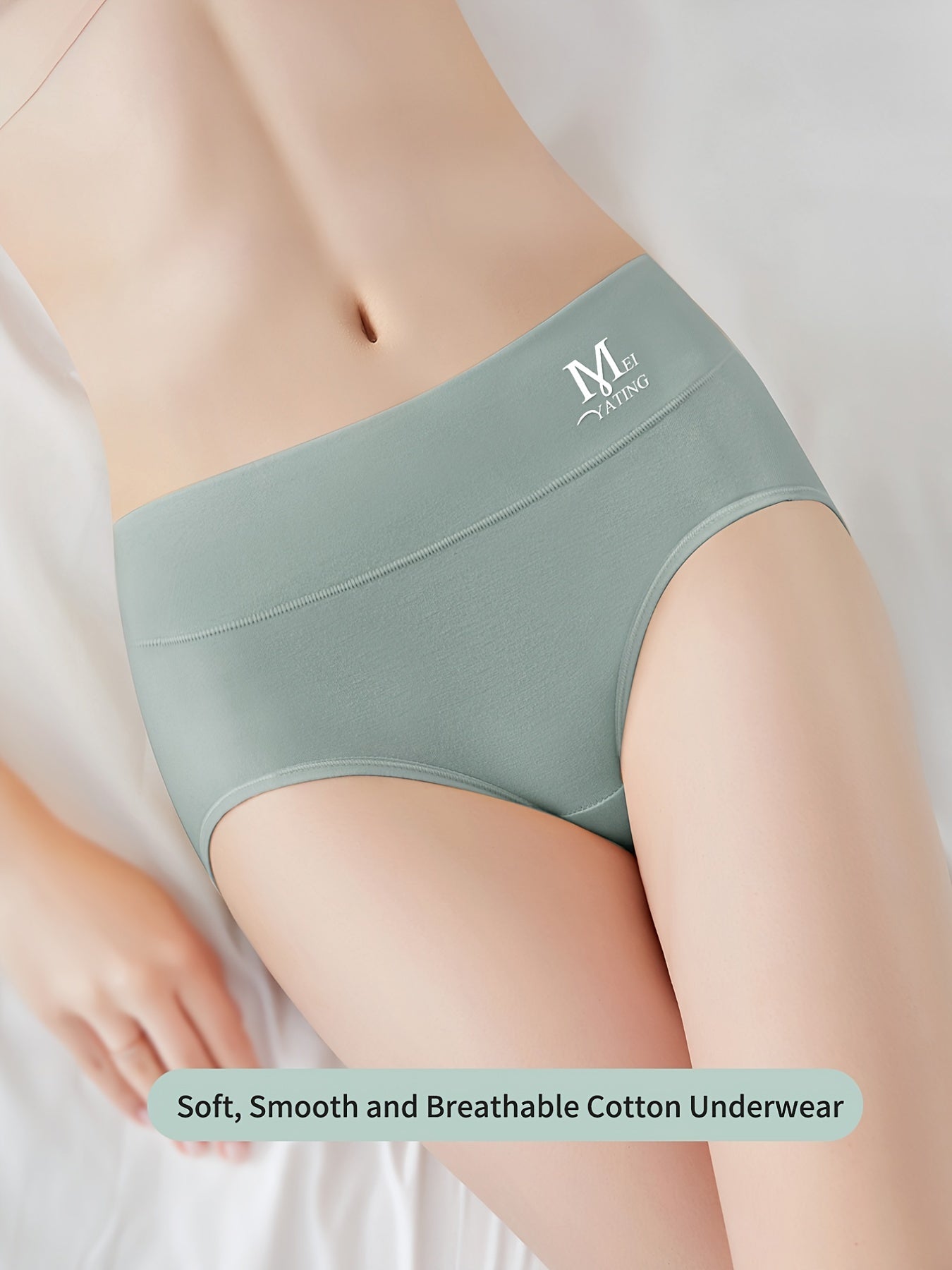 4pcs High Waisted Cotton Panties Stretch Ladies Briefs