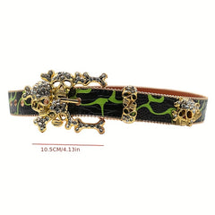 Large Skull Head Rhinestone Belt for Men