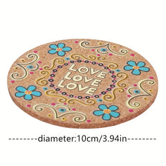 Boho Flower Pattern Cork Coaster Heat Insulated Drink Coaster