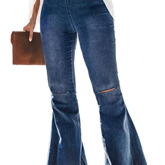 Women's Ripped High Rise Flared Leg Jeans