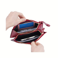 Multifunctional Girls Long Wallet Double Zipper Clutch Bag