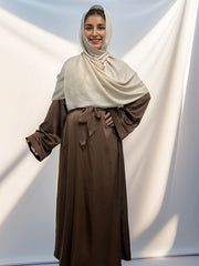 Casual Abaya Dress Women's Plus Solid Long Sleeve Round Neck