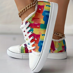 Colorful Canvas Lace-Up Low Top Walking Shoes