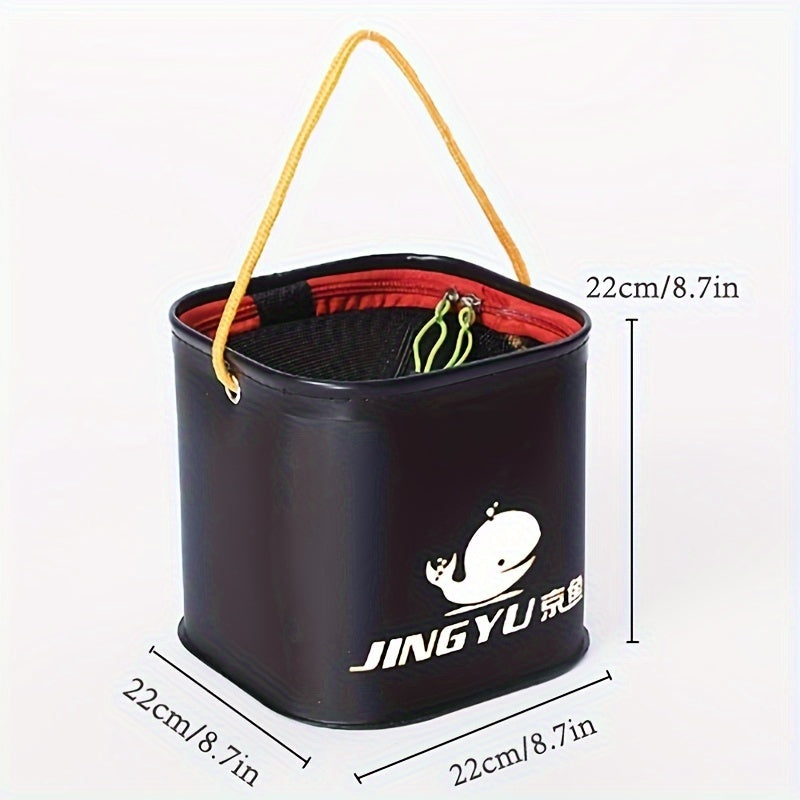 Portable Folding Fishing Bucket Hanging Rope Square Fishing Barrel