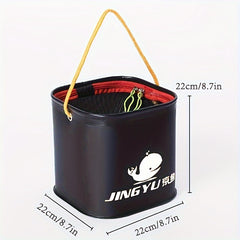 Portable Folding Fishing Bucket Hanging Rope Square Fishing Barrel