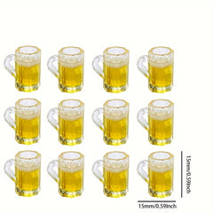 Mini Beer Cup Dollhouse Mugs Cups with Realistic Looking Beer - Yellow