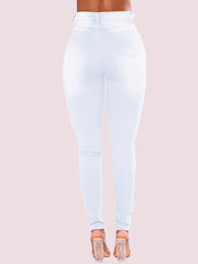 High Rise Stretchy Jeans Ankle Length Pencil Pants