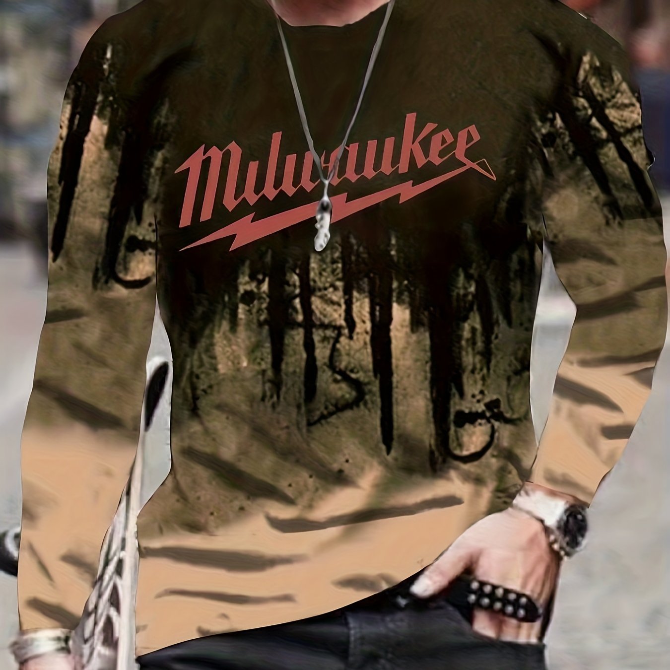 Funny Pattern Print Sweatshirt Men's Casual Graphic Crew Neck Pullover