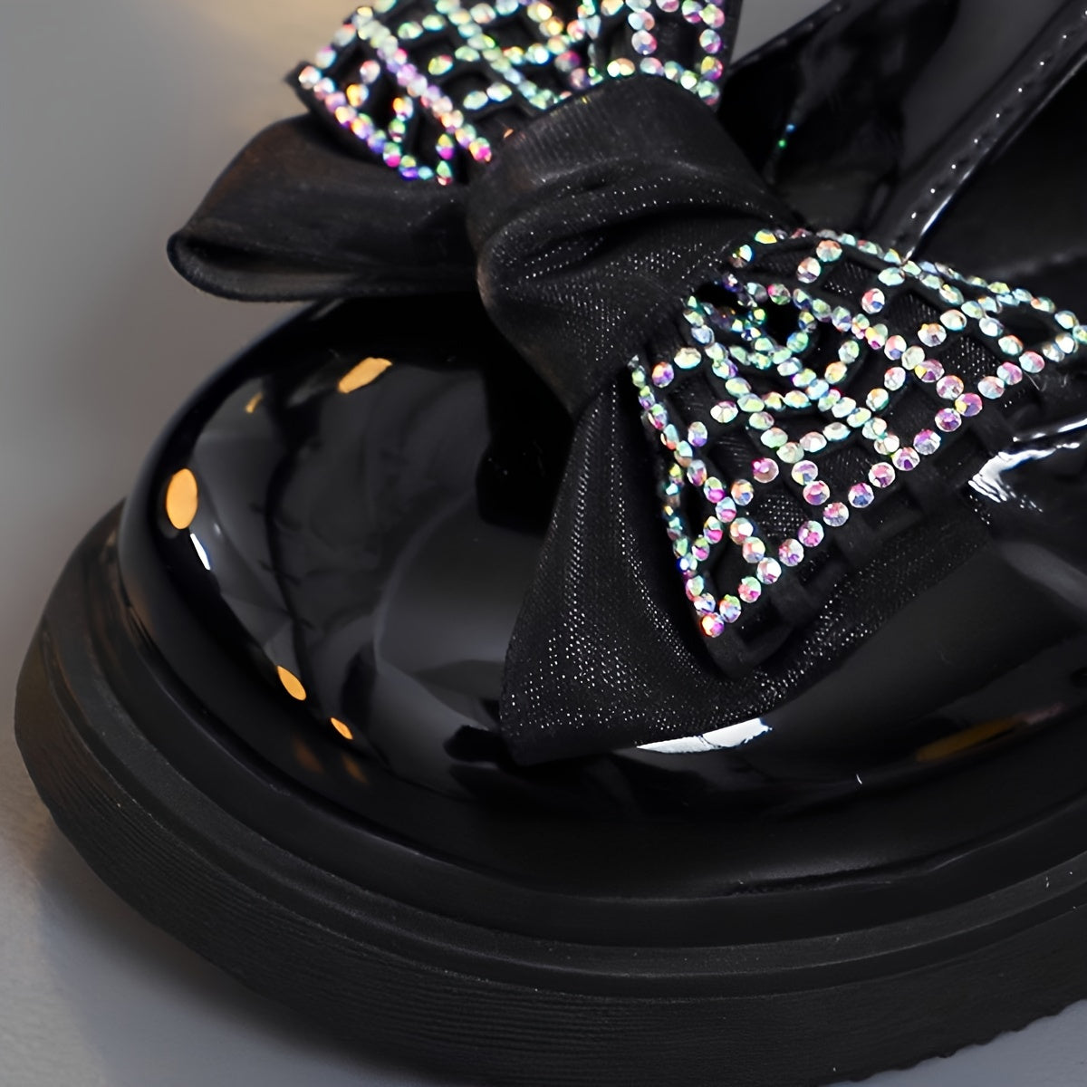Rhinestone Bow Princess Shoes for Girls Soft Slip-on Loaders