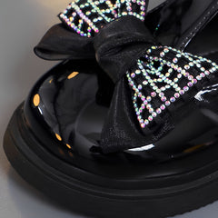 Rhinestone Bow Princess Shoes for Girls Soft Slip-on Loaders