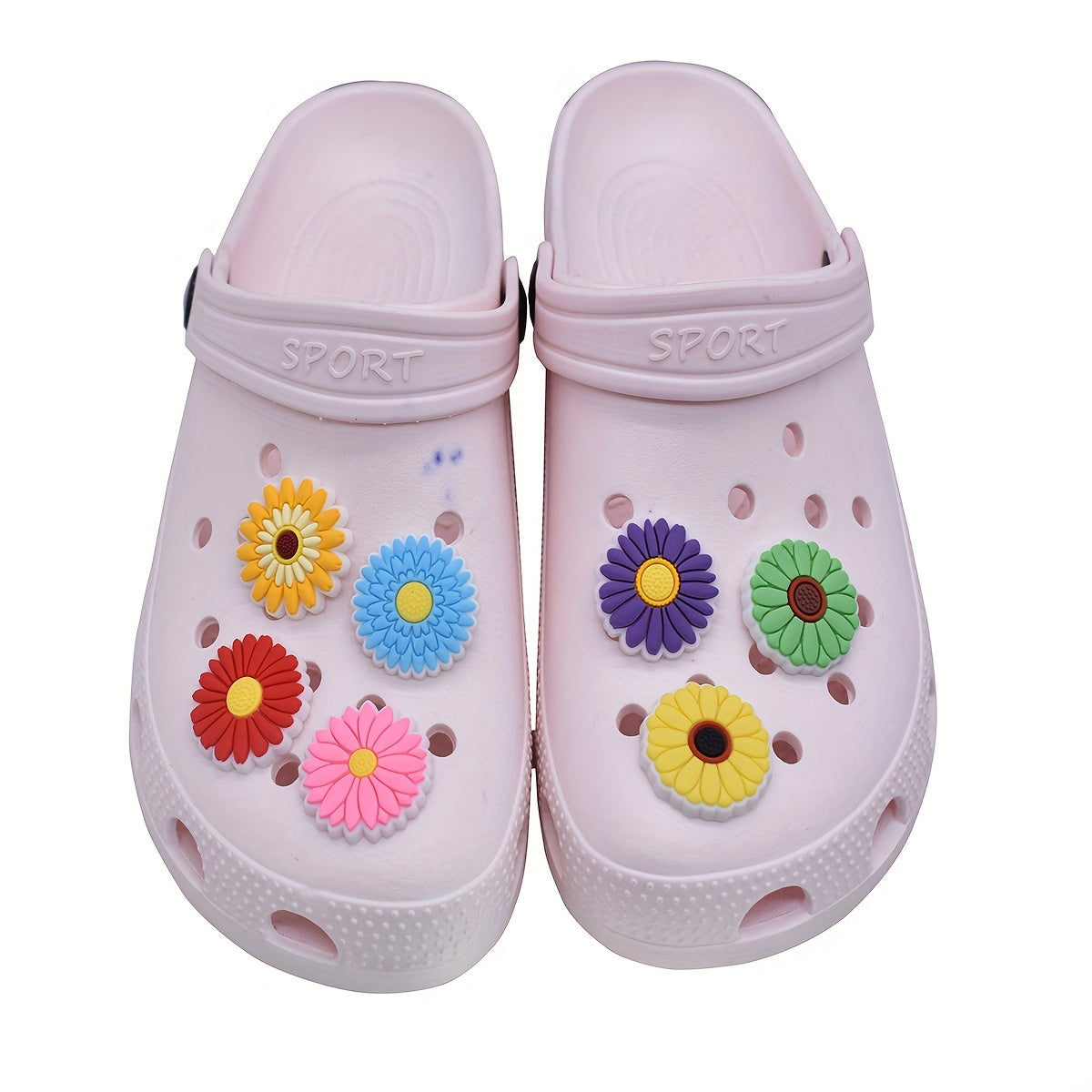 49pcs Flower Pattern Shoe Charms for Clogs Jibts Sandals PVC Decorations