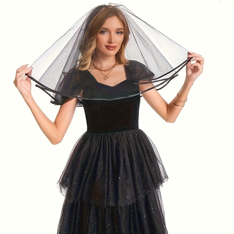 Double Layer Tulle Bridal Veil with Tie