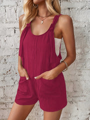 Patched Pockets Overall Jumpsuit Casual Overalls