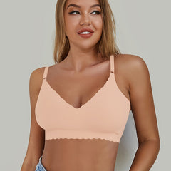 Soft Wireless Bra with Scallop Trim