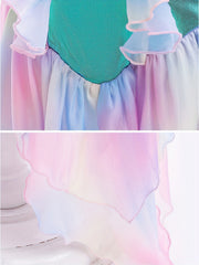 Girls Mermaid Set Cami Top & Fishtail Skirt Fish Scale Print Beach Party Costume