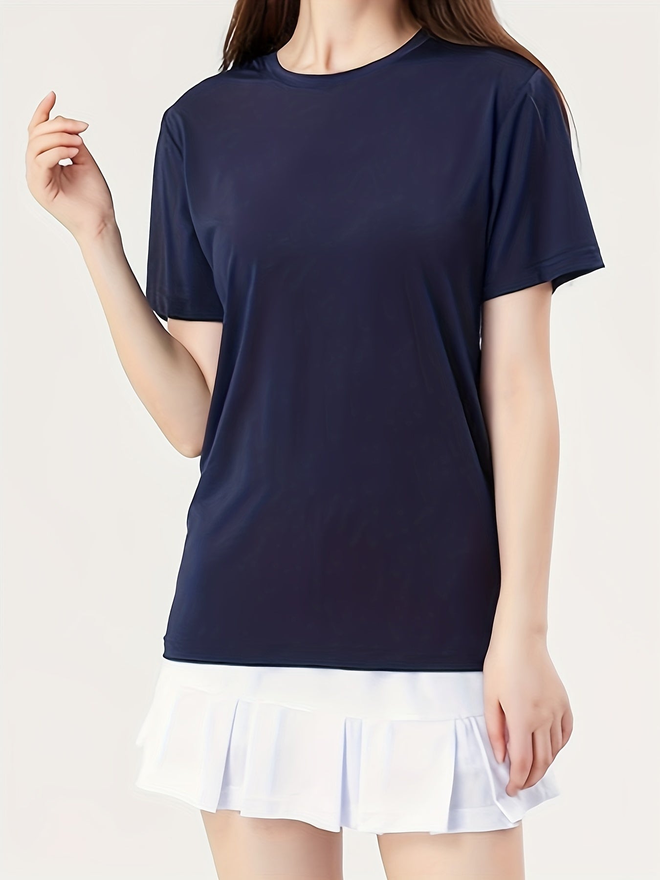 Solid Crew Neck Short Sleeve T shirts Quick Drying Moisture Wicking Breathable