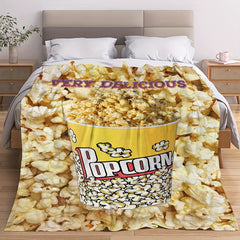 Delicious Food Pattern Flannel Blanket Tempting Popcorn Soft Warm Fabric