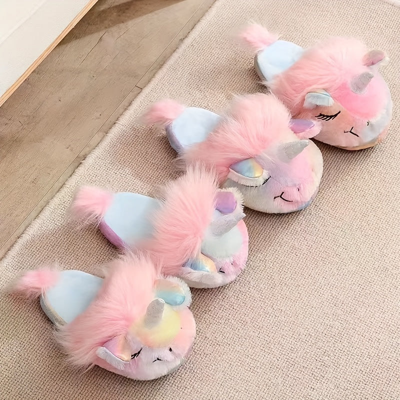 Women's Unicorn Slippers Plush Slip On Shoes Cozy Home Footwear