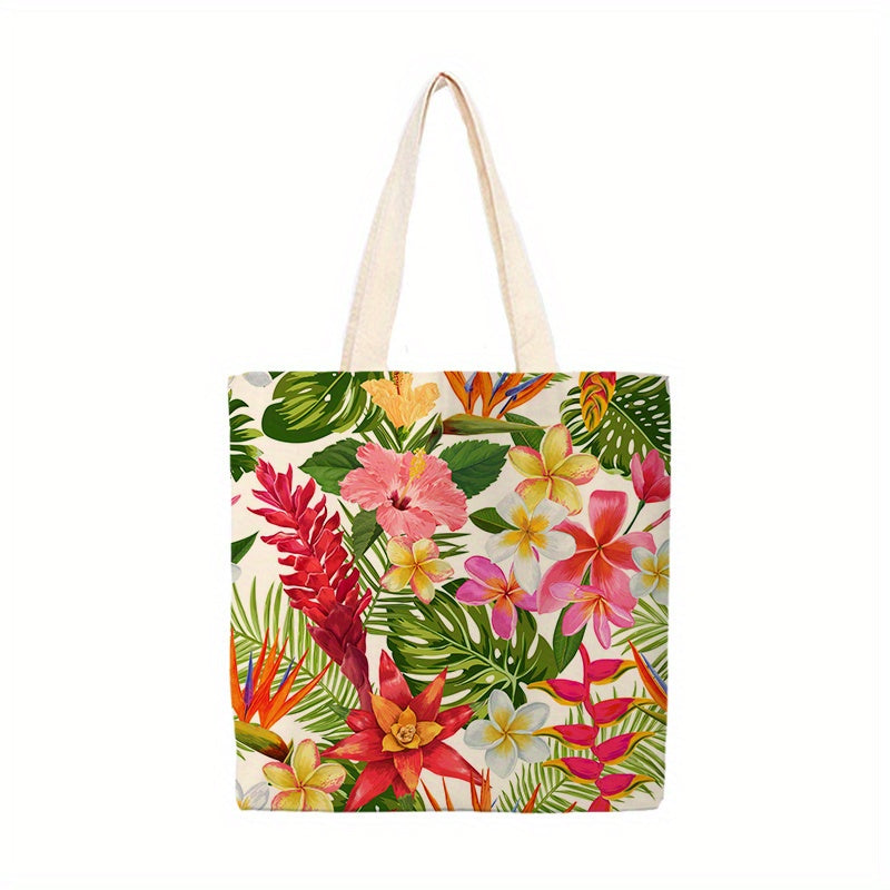 Tropical Plant Flowers Printed Reusable Grocery Bags