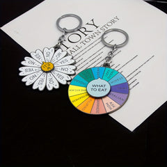 Rotatable Daisy Pendant Key Chain Men Car Keyring Gift